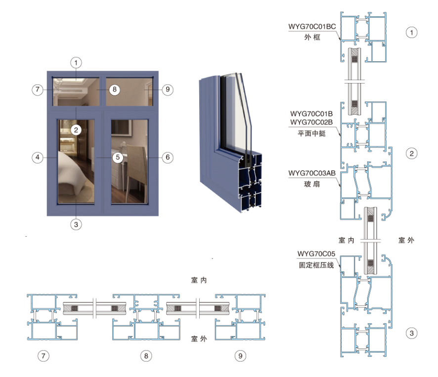 WYG70C系列隔熱平開窗結(jié)構(gòu)圖.png